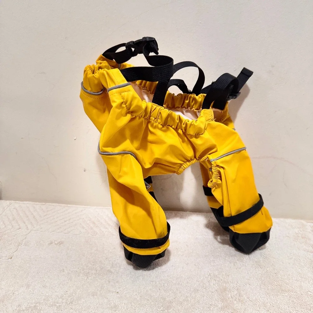 DogLemi Yellow Dog Raincoat Jumpsuit with Boots Size S
